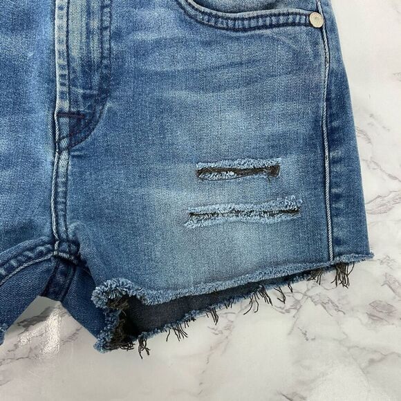 7 For All Mankind Custom Cutoff Distressed Mid Rise Jean Shorts 24 - Picture 2 of 6